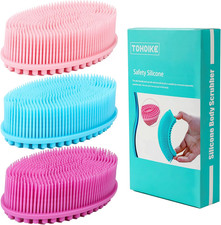 Set 3 esponjas silicona suaves exfoliantes ducha cuerpo hombres mujeres ninos