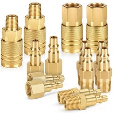 14 Pcs Air Hose Fittings 1/4 Inch NPT, Tool 1/4'', Brass