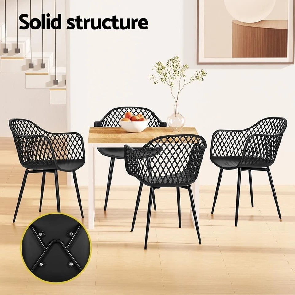 6PCS Modern Mesh Moulded Black Plastic Dining Chair With Arms - Image 4 of 4