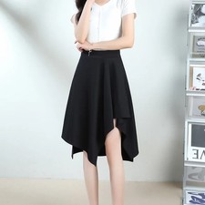 Spring Summer Asymmetric High Waist Draped Fashion Personalized Street Style Pur