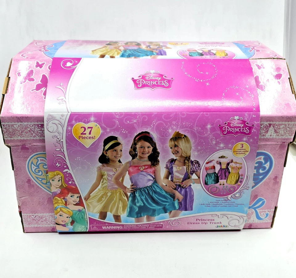 Disney Princesa Conjunto de Vestir Disfraz Baúl Ariel Belle Rapunzel 27 Piezas Nuevo Foto 3 de 4