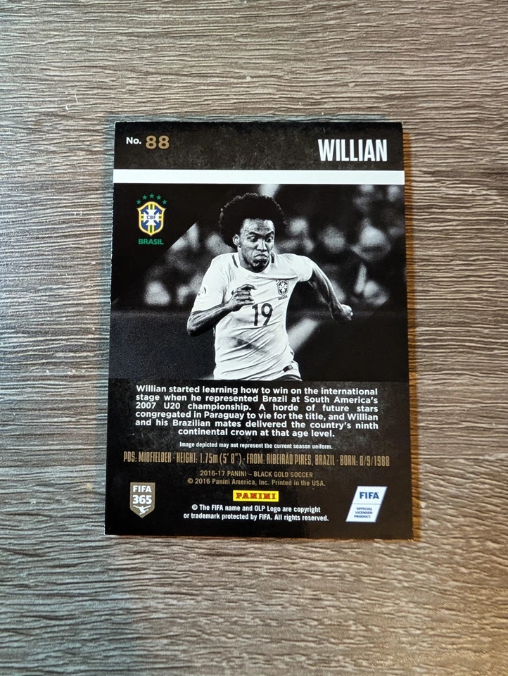 William 1/1 2016-17 Panini Black Gold #88 Black Gold Brazil One Of One - Image 2 of 2