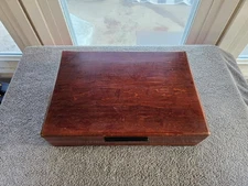 Large Vintage Wood Storage Chest Silverware Silver-plate  Box Case #3