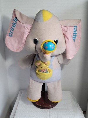 Playskool Busy Elephant Vtg Activity Rattle Baby Toy Sensory Plush Stuffed 1986