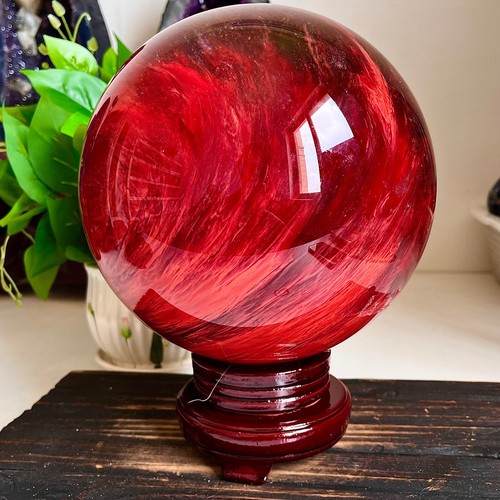 23,3 lb Piedra de fusión Roja Natural Bola Cristal Cuarzo Esfera Reiki - Imagen 6 de 17