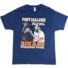 Post Malone x Jelly Roll "Big Ass Stadium Tour" T-Shirt   Navy   Size Large