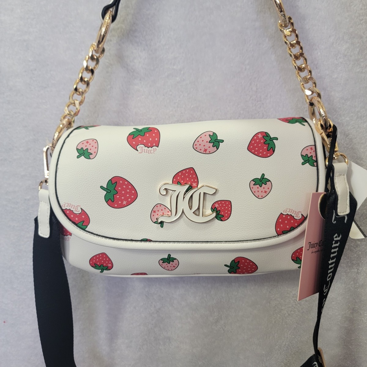 JUICY COUTURE ショルダーバッグ　クラッチ NEW! Juicy Couture Sweet N Juicy Strawberry White Multi Flap