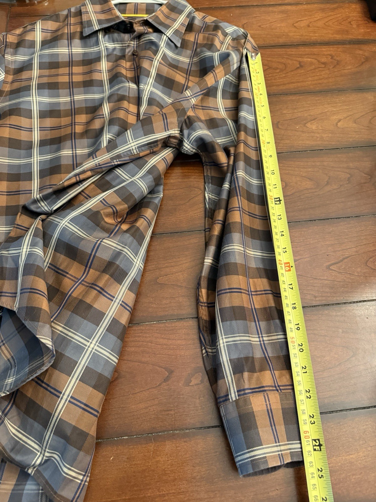 Robert Talbott Carmel Brown Plaid Button Down Sz L - image 10