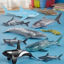 12Pcs Sea Animal Figures, Realistic Ocean Animal Toys Set with Whale Shark Octpu