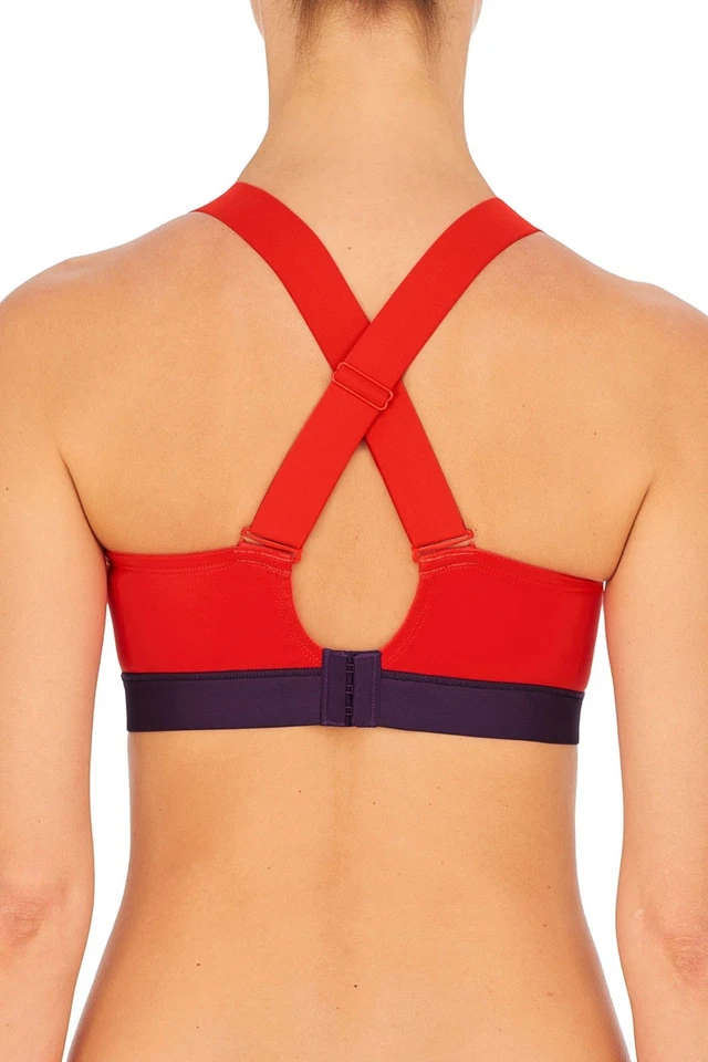 New NATORI 751245 Neon Red/Deep Plum Dynamic Underwire Sports Bra Size 32B - Image 2 of 4