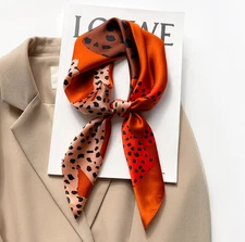 100% Mulberry Silk Shawl Square 65X65cm Scarf Bandanna cheetah Print Wrap new