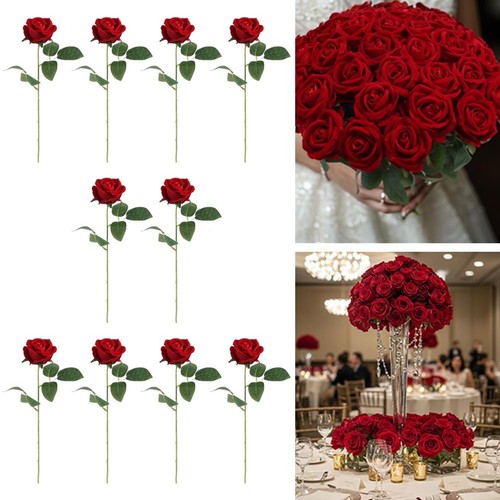 Bouquet De Fleurs En Crochet Fait Main - Décoration Intérieure Ou Mariage - Cadeau Fête Des Mères - Rouge - 3