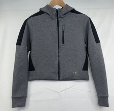 UNDER ARMOUR Women  s Jacket Sweatshirt Hoodie Fitted 1314255 Gray Black M