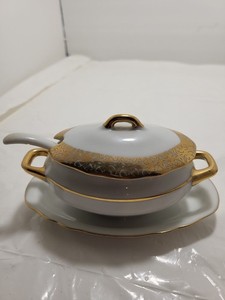 Vintage Royal Crown Germany Covered Cream Soup Bowl Tureen w/ Underplate &...