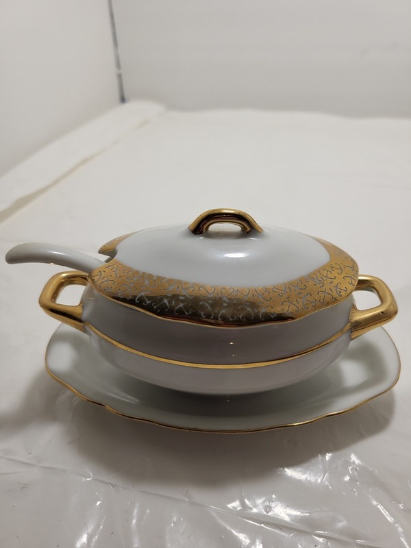 Vintage Royal Crown Germany Covered Cream Soup Bowl Tureen w/ Underplate &...