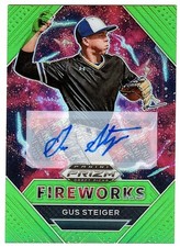 Gus Steiger 2020 Panini Prizm Draft Fireworks Lime Green AUTO 22/23