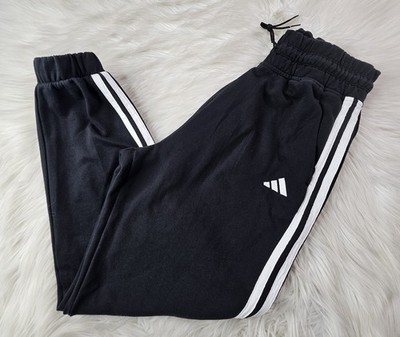 Adidas Casual Sweatpants Men's (L) Joggers  Fleece Black 3 Stripes 
