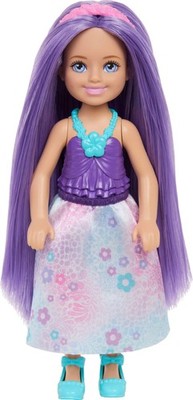 Barbie Chelsea Royal Small Doll (6-Inch) with Purple Hair Wearing Removable Skir