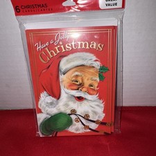 Vintage NOS Hallmark Christmas Card "Have A Jolly Christmas" with Santa 6 Pack