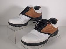 FootJoy Contour Series Size 10.5 Saddle White Tan Soft Spikes Golf Shoes 54108