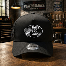 Bass Pro Shops Fishing Trucker Cap Black Embr...