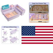 25-Piece Lilac Plastic Drawer Organizers - 4 Sizes for Ultimate Organization