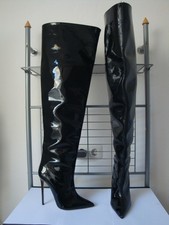 Overkneestiefel, Lackleder, sehr edel (handgefertigt aus Italien),NEU,Gr.42