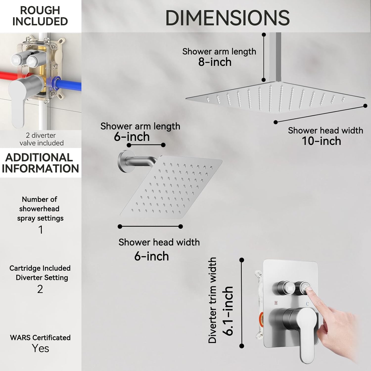 Shower System, Starbath 10" Ceiling Mount Rain