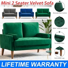 2 Seater Modern Sofa Small Velvet Loveseat Settee for Bedroom Living Room