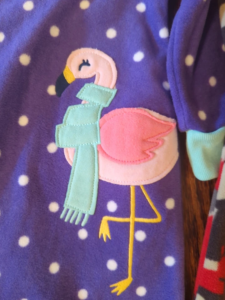 Lote de una pieza de pijama polar con patas Carter's de 18 meses niñas mono flamenco púrpura Foto 4 de 4