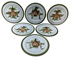 6 Louisville Stoneware Harvest Pear Hand Painted Salad Plates USA