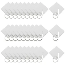 30 White Plastic Rack Key Tags Slotted Hanging Tag with Metal Snap Hooks