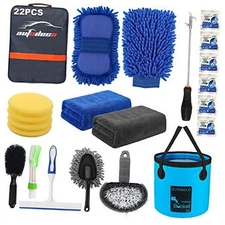 Pcs Car Wash Cleaning Tools Kit Car Detailing Set with Canvas Bag 22 Blue