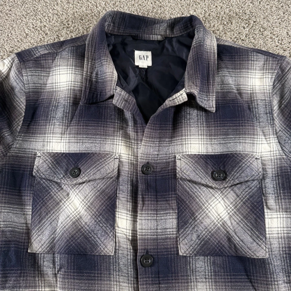 Camisa Suéter Gap Para Hombres Grande Azul Gris Chaqueta Cazadora Cómoda Preppy Informal Foto 2 de 4
