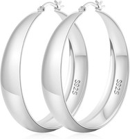 Creolen Silber 925 Damen Ohrringe Hypoallergen 14K Vergoldet Groß Dick 25-50Mm