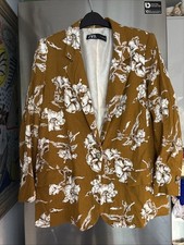 ZARA FLORAL JACKET POLYESTER LINEN SIZE L