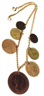 Fantastic vintage mixed old real coins charm Necklace Lot#224