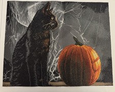 COMPLETED Black Cat Halloween Diamond Art. 19.5x15.5