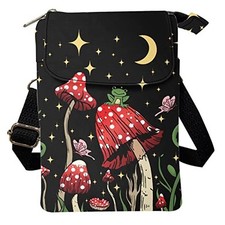 Canvas Cross-body Bags for Women Small Cellphone 0 Mushroom Frog Moon Star