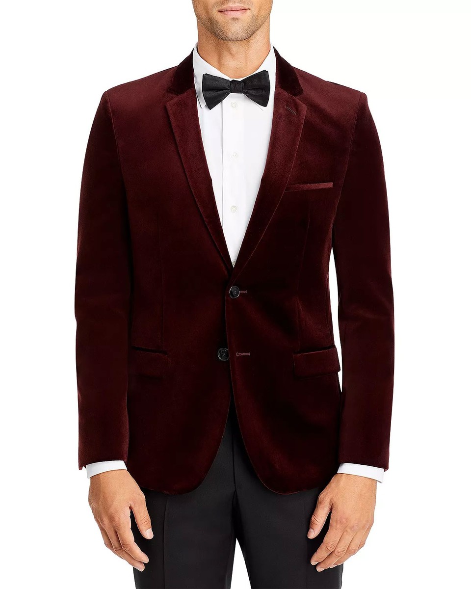 Hugo Boss Mens Arti Extra Slim Fit Velvet Jacket 40 Regular Dark