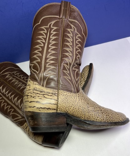 Botas de Vaquero Vintage Tony Lama Tiburón Exótico Para Hombres 9 B Etiqueta Dorada Hechas en EE. UU. - Imagen 10 de 19