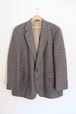 Vintage 80s Suit Jacket Wool Blend Academic Tweed Prep Made in USA Ivy Style 36