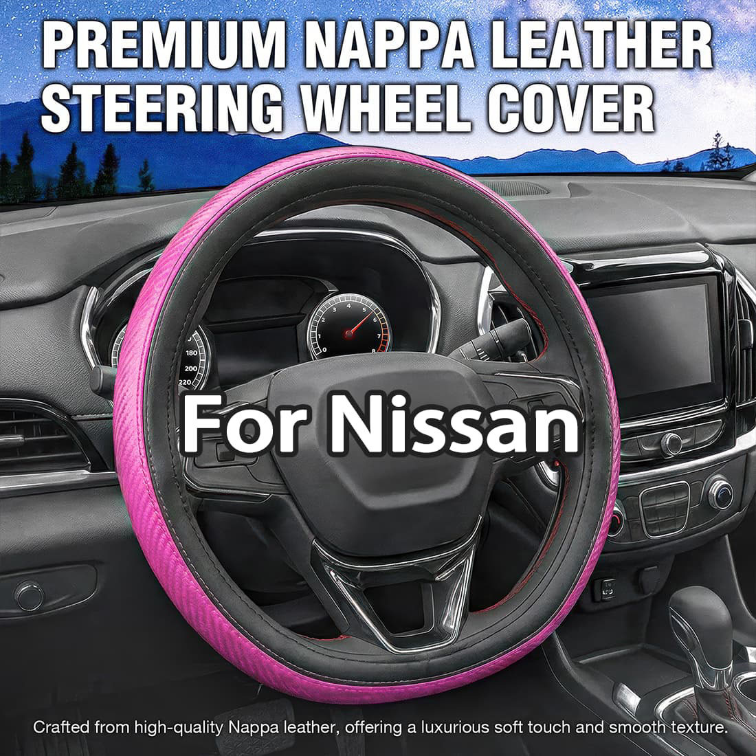 D Shaped Steering Wheel Cover for Nissan Rogue, Altima, Kicks, Sentra Pink