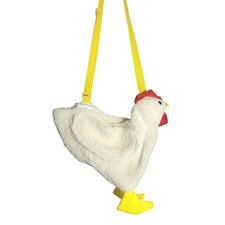 Chicken Shape Bag Zipper Crossbody Purse Fashion Cute Hen Plush Novelty Shoulder