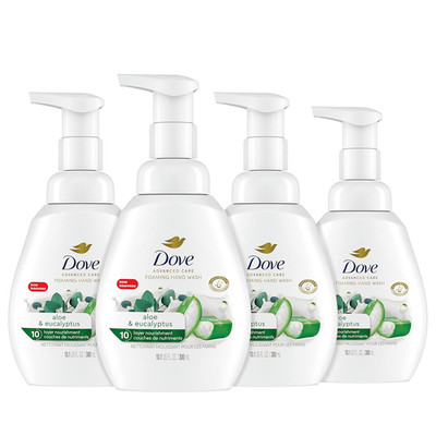 Dove Foaming Hand Wash 4 Count Aloe & Eucalyptus Protects Skin from Dryness, Mor