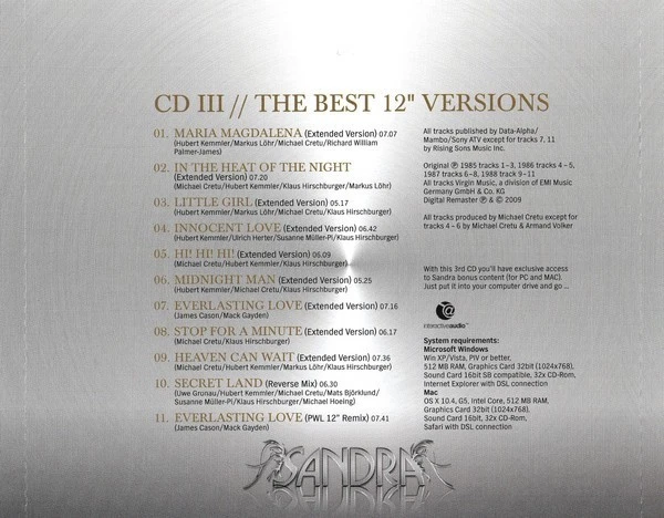 SANDRA - THE PLATINUM COLLECTION - 3CD-BOX + 2 BONUS DISC 'SO80S' - 2009 - Bild 3 von 4