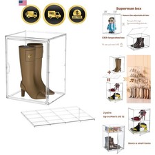 Large Clear Storage Bin with Lid Magnetic Door Stackable Organizer for Shoes