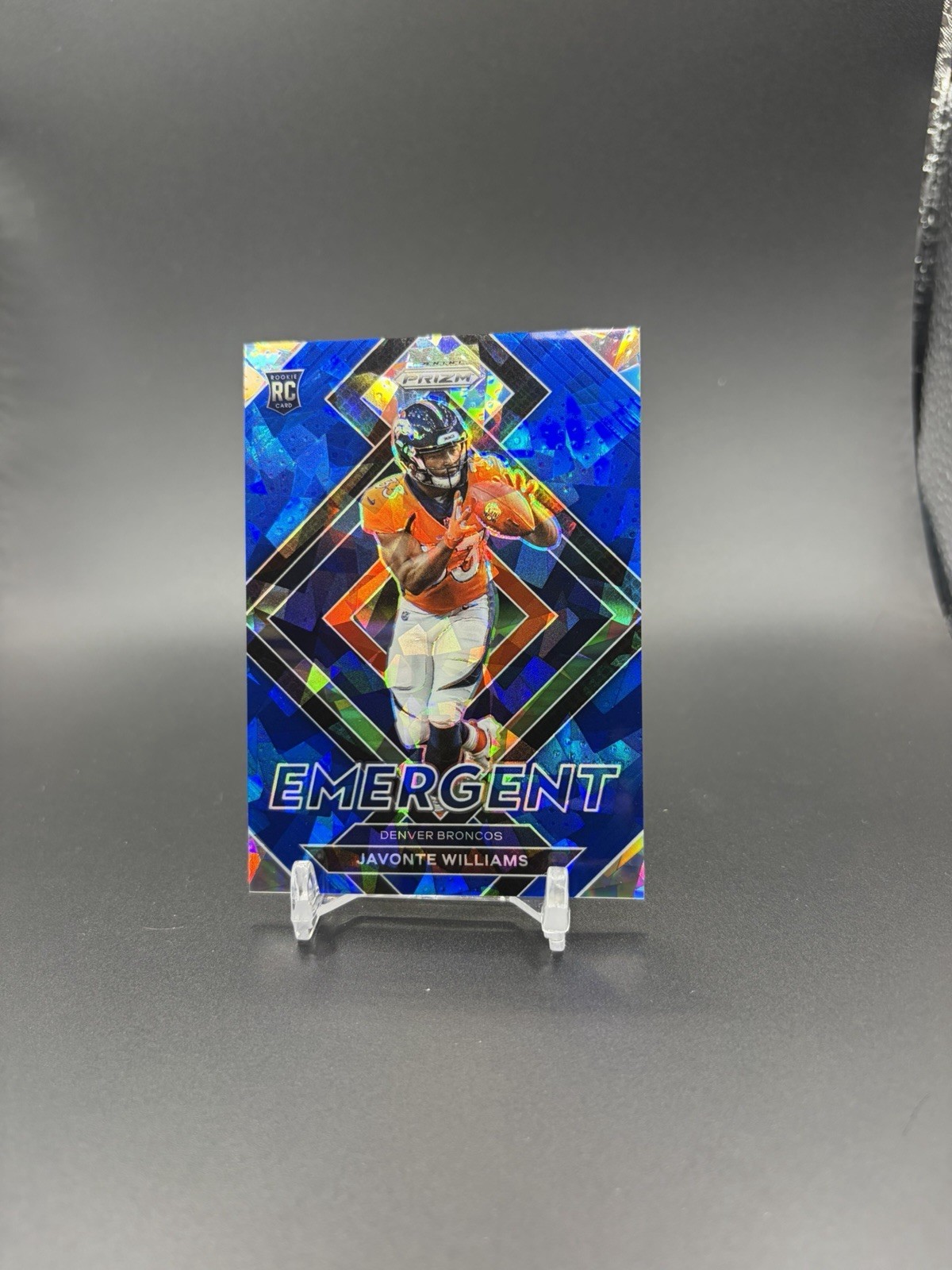 2021 Panini Prizm - Emergent Javonte Williams #E-15 Blue Ice Prizm /99 (RC)