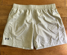 Under Armour Mens UA Woven Graphic Embossed Shorts 2XL Loose Fit Beige