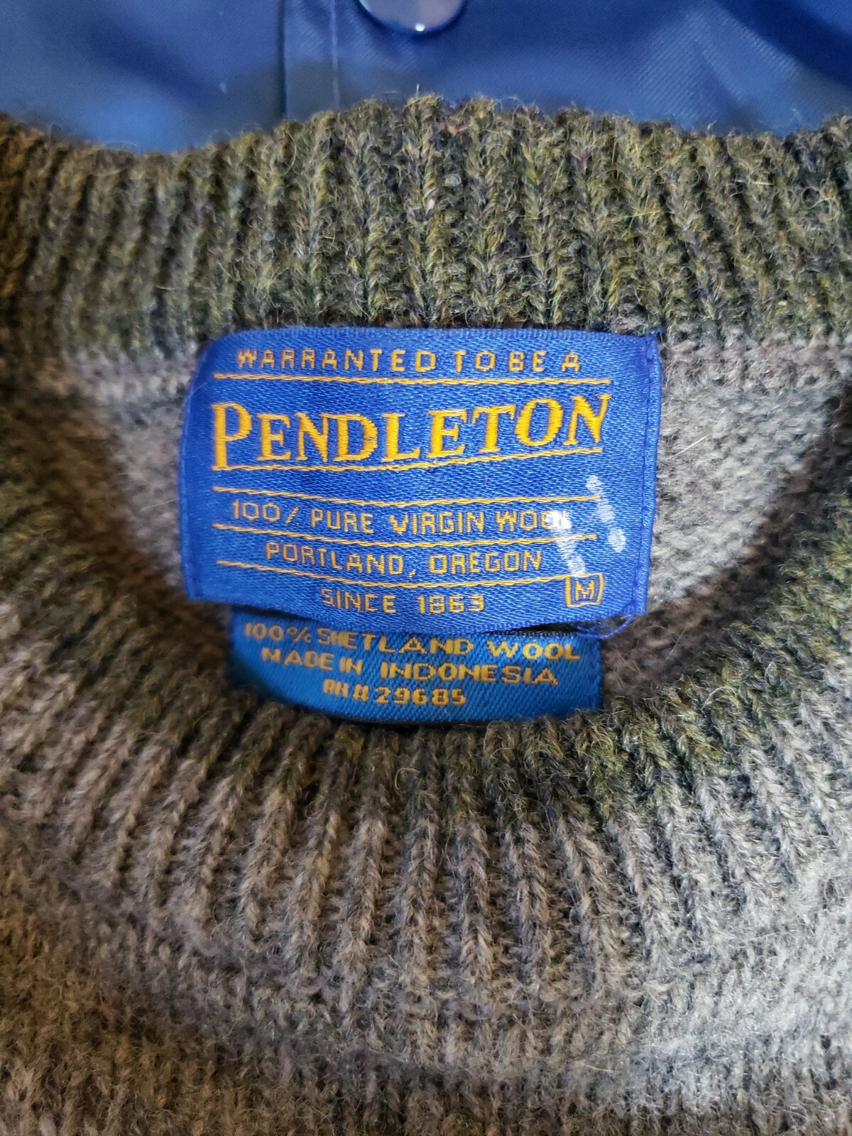 Pendleton Diamond Pattern Wool Gray Blue Green Sw… - image 3